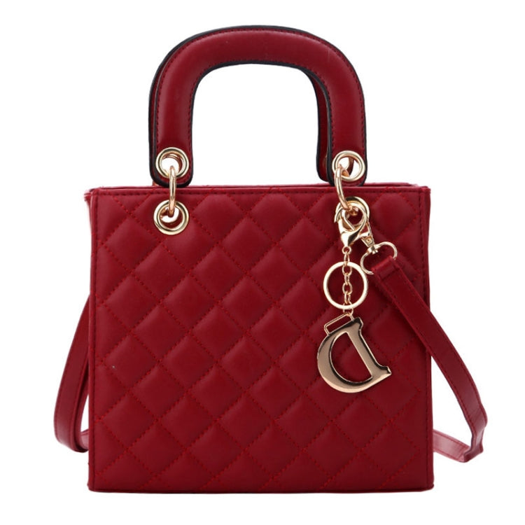 Retro Rhombus Pattern Women Handbag Texture Leather Crossbody Bag(Red)