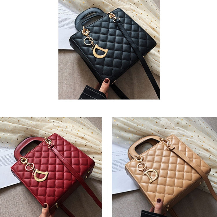 Retro Rhombus Pattern Women Handbag Texture Leather Crossbody Bag(Brown)