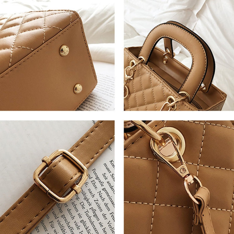 Retro Rhombus Pattern Women Handbag Texture Leather Crossbody Bag(Brown)