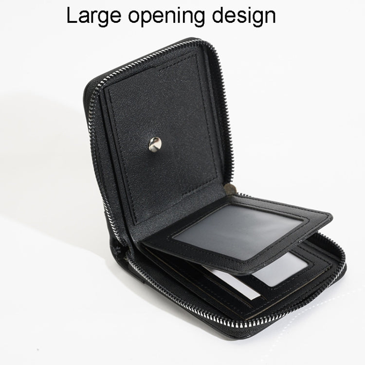 RFID Anti-Theft Swipe Mens Wallet Multifunctional Zipper Wallet(Brown)