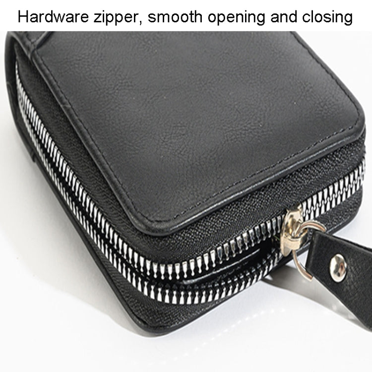 RFID Anti-Theft Swipe Mens Wallet Multifunctional Zipper Wallet(Brown)