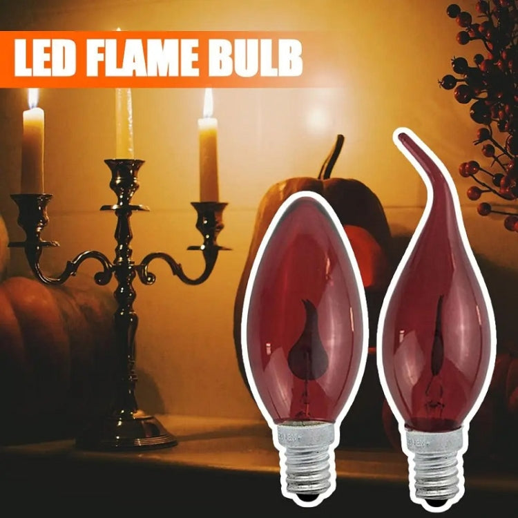 Retro Flame Light Bulb LED Energy-saving Light Source Candle Decorative Light Bulb, Color temperature: E14 Red Flame Pull Tail