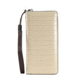 Crocodile Print Long Ladies Clutch Bag Multi Card Position Zipper Wristlet Pouch(Beige)