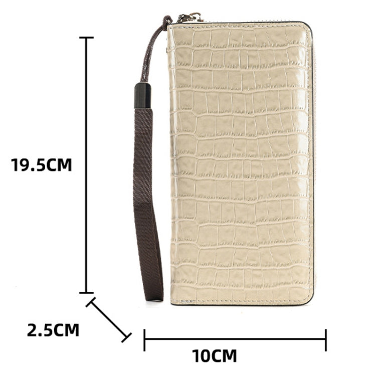 Crocodile Print Long Ladies Clutch Bag Multi Card Position Zipper Wristlet Pouch(Yellow)