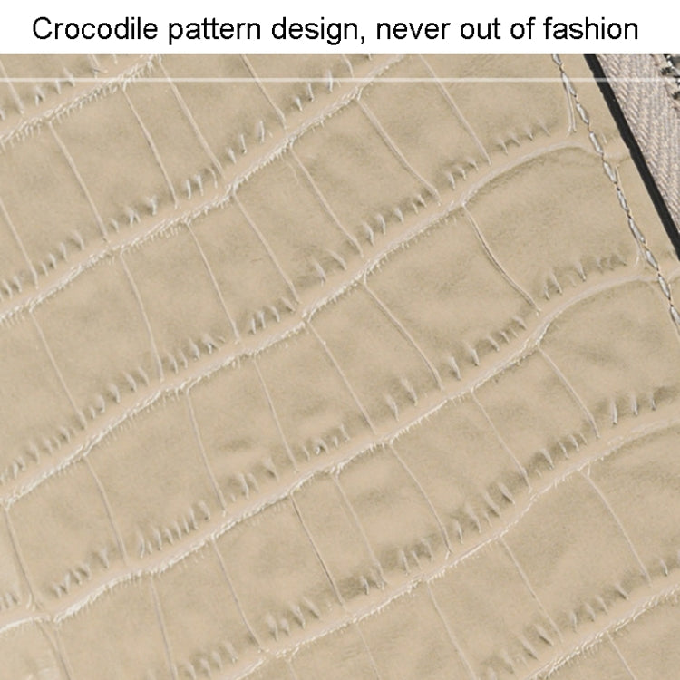 Crocodile Print Long Ladies Clutch Bag Multi Card Position Zipper Wristlet Pouch(Beige)