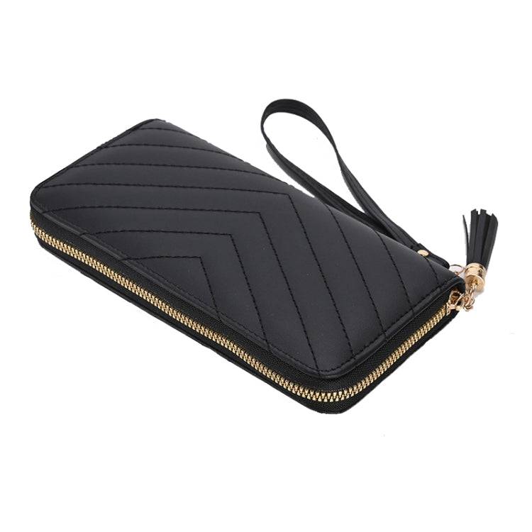 Lingerie Long Ladies Wallet Large Capacity Clutch Cell Phone Bag(Black)