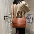 Women Crossbody Bag Autumn Winter Texture Shoulder Armpit Commuter Tote Bag(Brown)