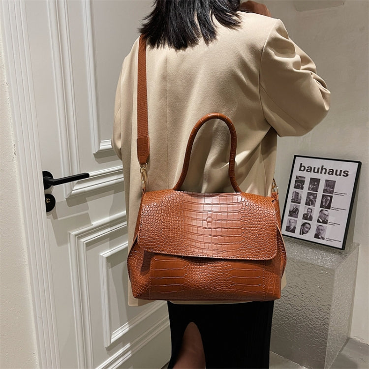 Women Crossbody Bag Autumn Winter Texture Shoulder Armpit Commuter Tote Bag(Brown)