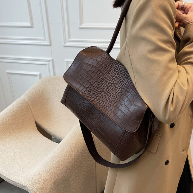 Women Crossbody Bag Autumn Winter Texture Shoulder Armpit Commuter Tote Bag(Brown)