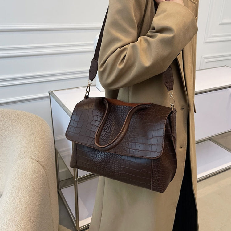 Women Crossbody Bag Autumn Winter Texture Shoulder Armpit Commuter Tote Bag(Brown)