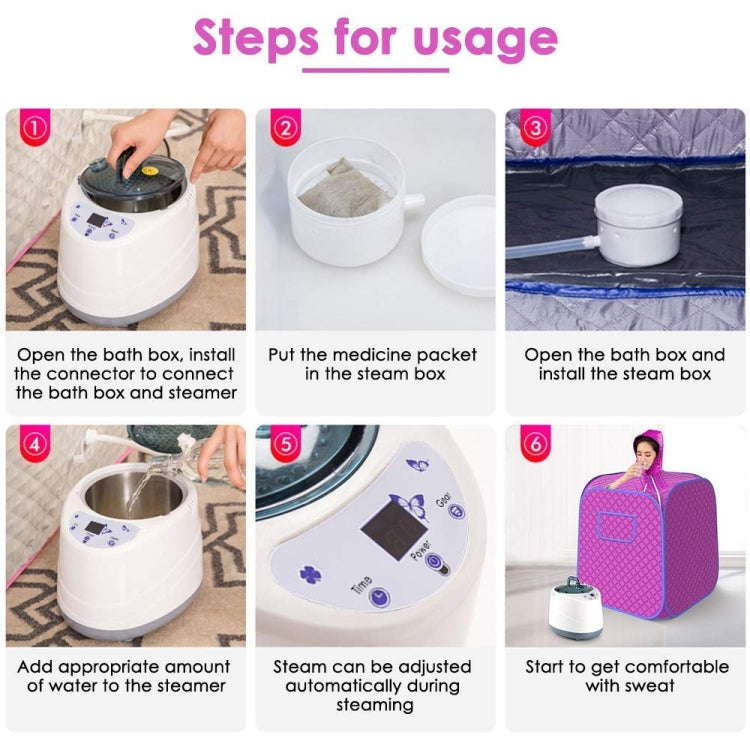 Dual Person Portable Steam Sauna Spa With Pot Set Weight Loss Skin Spa Machine EU Plug 220V(Purple)