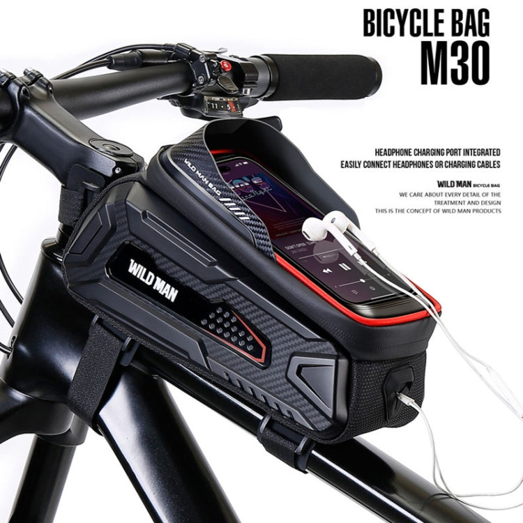 WILD MAN M30 1L Hard Shell Mountain Bike Front Beam Bag TPU Touch Screen Cycling Equipment Bag(Black Red)