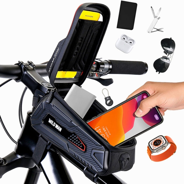 WILD MAN M30 1L Hard Shell Mountain Bike Front Beam Bag TPU Touch Screen Cycling Equipment Bag(Black)