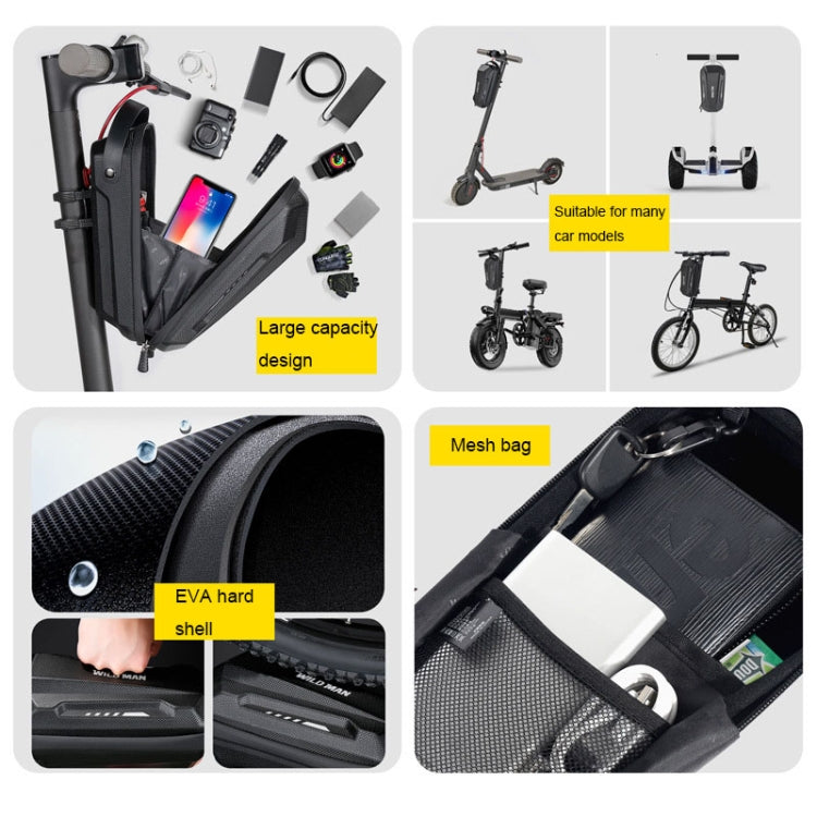 WILD MAN Scooter EVA Hard Shell Front Bag Folding Bicycle Quick Release Hanging Bag, Size: 2L(Black)