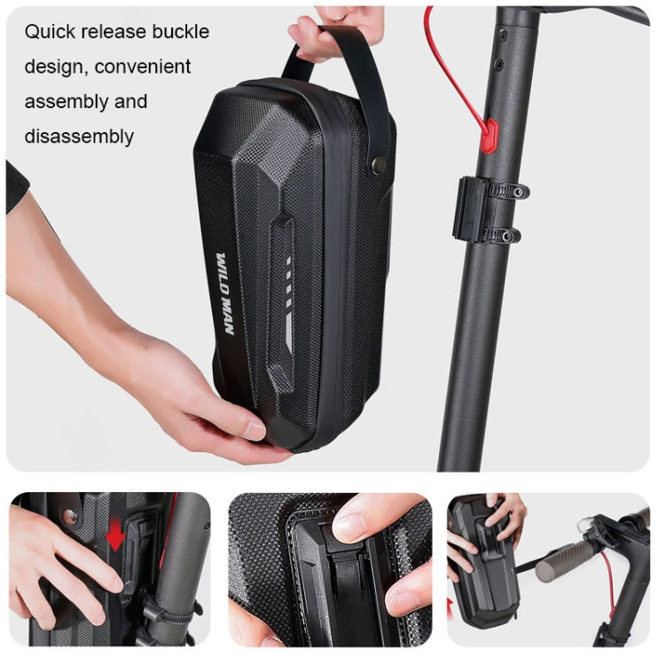 WILD MAN Scooter EVA Hard Shell Front Bag Folding Bicycle Quick Release Hanging Bag, Size: 2L(Black)
