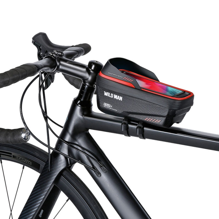 WILD MAN ES12X 1LEVA Hard Shell Bicycle Bag Cycling Phone Touch Screen Front Beam Bag, Color: Red