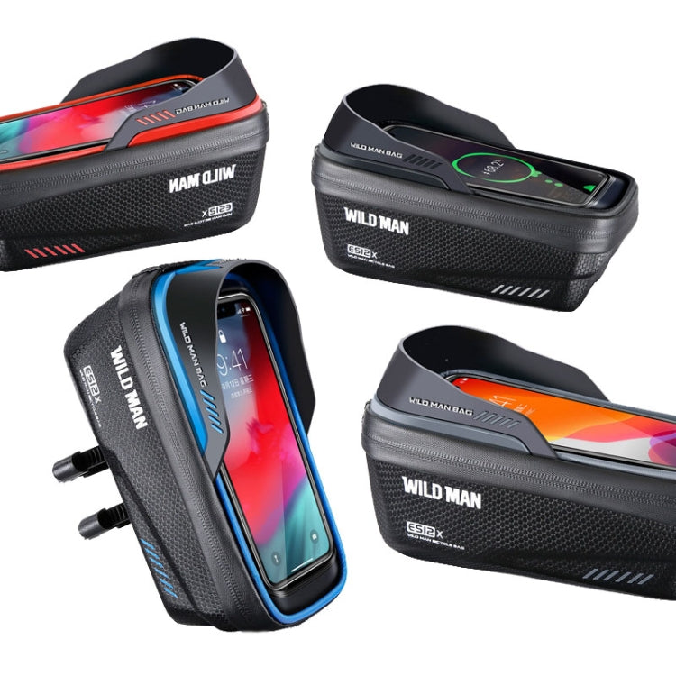 WILD MAN ES12X 1LEVA Hard Shell Bicycle Bag Cycling Phone Touch Screen Front Beam Bag, Color: Red