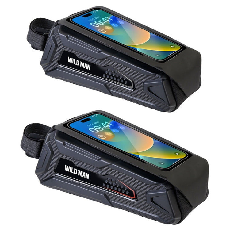 WILD MAN M90 EVA Hard Shell Mountain Bike Mobile Phone Touch Screen Waterproof Front Beam Bag(Black Red)