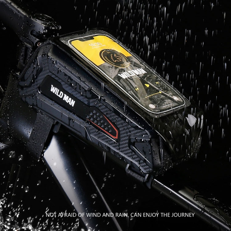 WILD MAN M90 EVA Hard Shell Mountain Bike Mobile Phone Touch Screen Waterproof Front Beam Bag(Black Red)