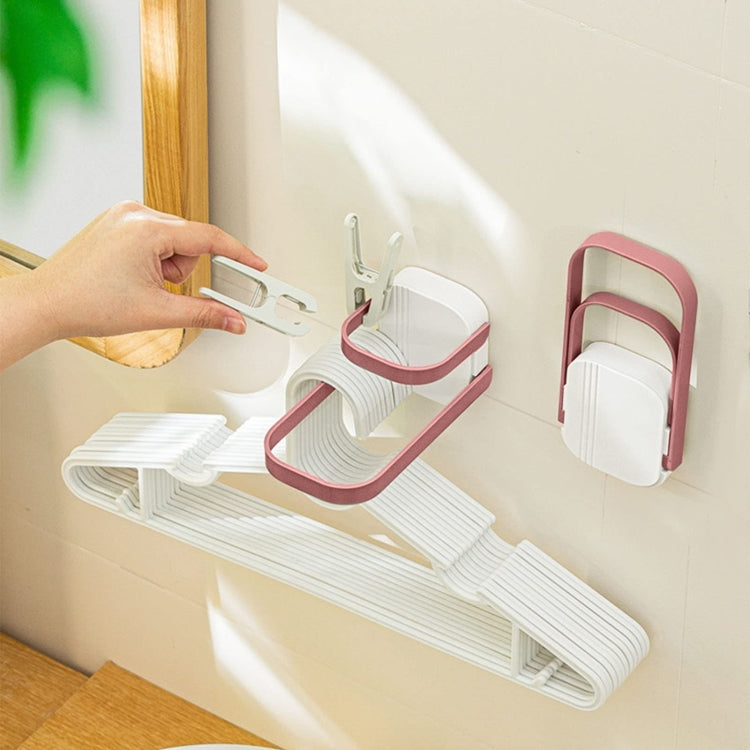 Double Layer Punch Free Wall Clothes Hanger Hooks Storage Organiser Rack(Red)
