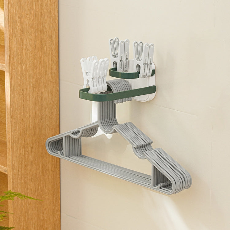 Double Layer Punch Free Wall Clothes Hanger Hooks Storage Organiser Rack(Red)