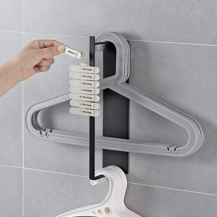 Wall Mounted Metal Clothes Hanger Storage Rack Multifunctional Shelf for Closet(White)