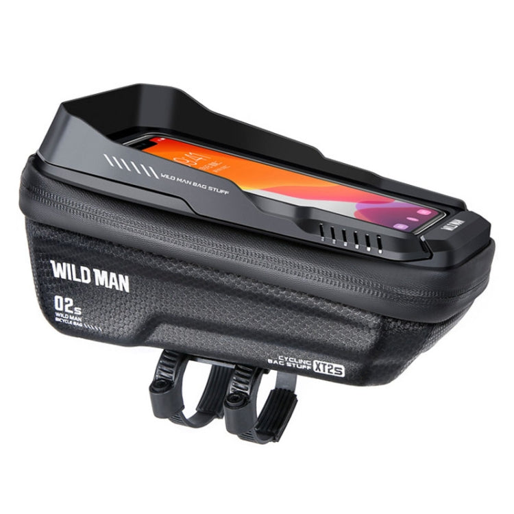 WILD MAN XT2S 1L EVA Hard Shell Mountain Bike Front Beam Bag Cycling Waterproof Phone Bag(Black)