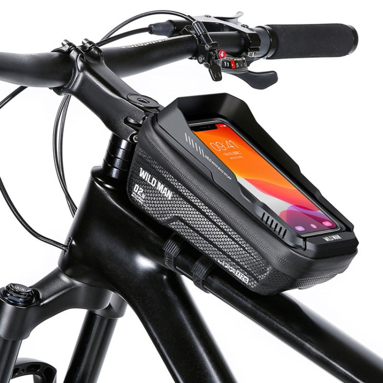 WILD MAN XT2S 1L EVA Hard Shell Mountain Bike Front Beam Bag Cycling Waterproof Phone Bag(Black)