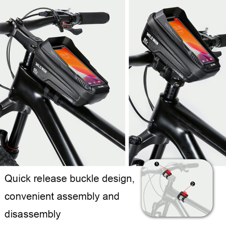 WILD MAN XT2S 1L EVA Hard Shell Mountain Bike Front Beam Bag Cycling Waterproof Phone Bag(Black)