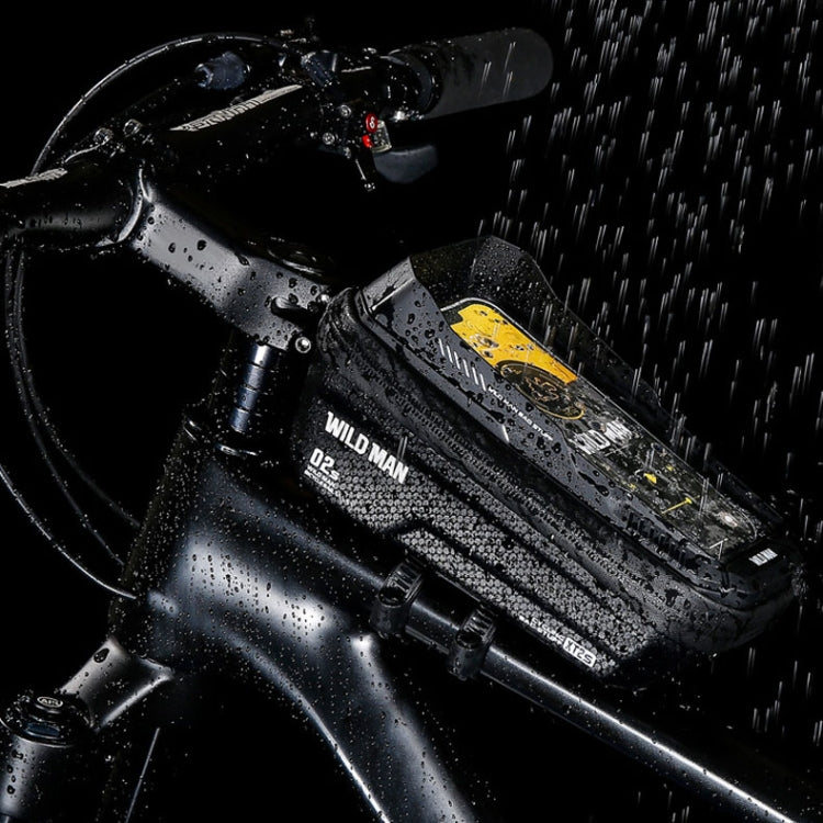WILD MAN XT2S 1L EVA Hard Shell Mountain Bike Front Beam Bag Cycling Waterproof Phone Bag(Black)