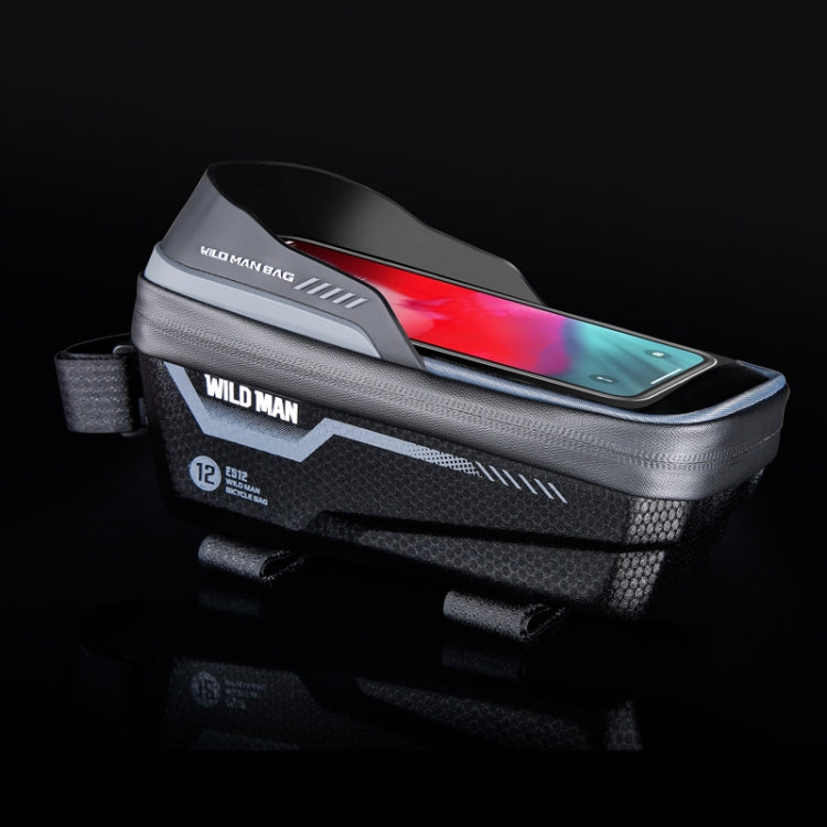 WILD MAN ES12 1L Mountain Bike Front Beam Bag Bicycle Waterproof Phone Saddle Bag, Color: Grey