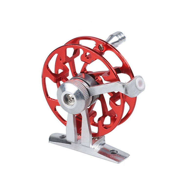 Ice Fishing Raft Reel Fly Reel With Base All Metal Hollow Fishing Tackle, Spec: 50mm Red
