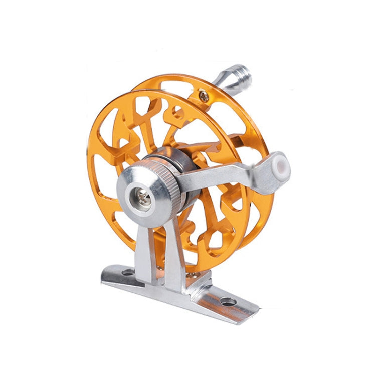 Ice Fishing Raft Reel Fly Reel With Base All Metal Hollow Fishing Tackle, Spec: 50mm Gold