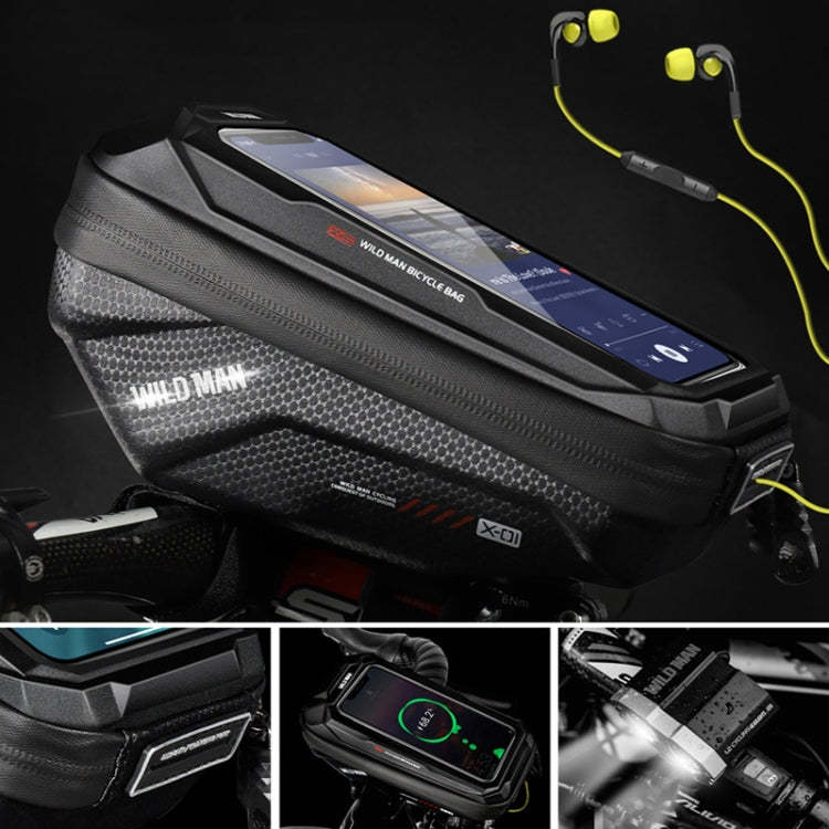 WILD MAN X1 1L EVA Hard Shell Bicycle Phone Touch Screen Handlebar Bag Waterproof Cycling Bag(Red)