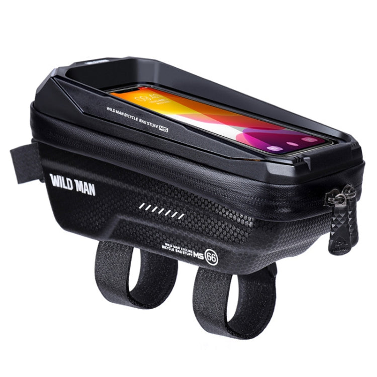 WILD MAN MS66 1.2L EVA Hard Shell Bicycle Front Beam Bag Cycling Touch Screen Phone Bag(Black)