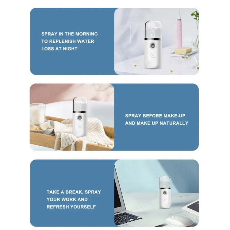 30ml Handheld Alcohol Disinfectant Instrument USB Interface Hydration Meter Humidifier, Color: Pink