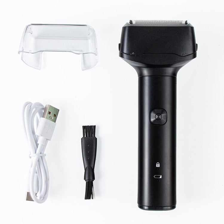 Men Reciprocating 3-Blade Rechargeable Shaver Washable Portable Beard Razor(Black)