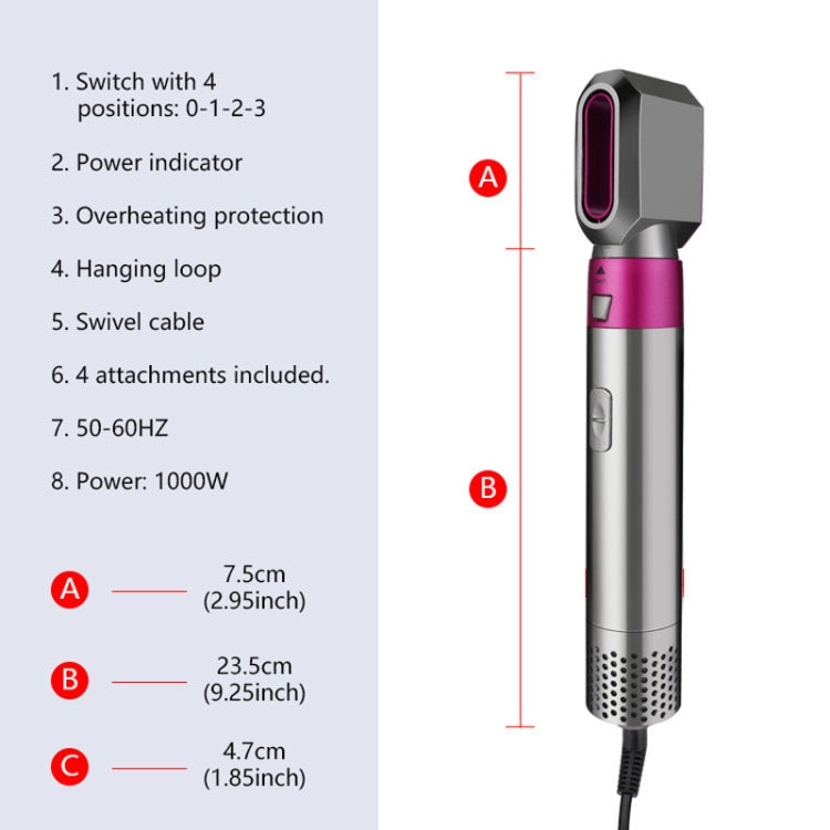 5 In 1 Hot Air Comb Automatic Curling Iron Square Model Hair Styling Comb Curling And Straightening, Plug: US Plug