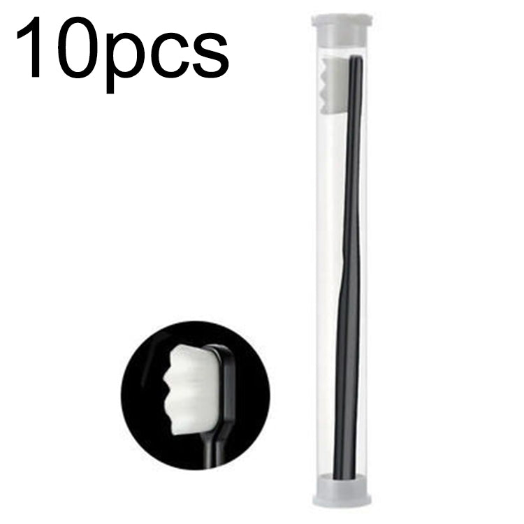 10pcs Nano Silk Soft Bristle Independent Packing Portable Couple Toothbrush, Spec: Black Wave