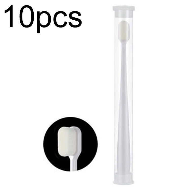 10pcs Nano Silk Soft Bristle Independent Packing Portable Couple Toothbrush, Spec: White Flat-head