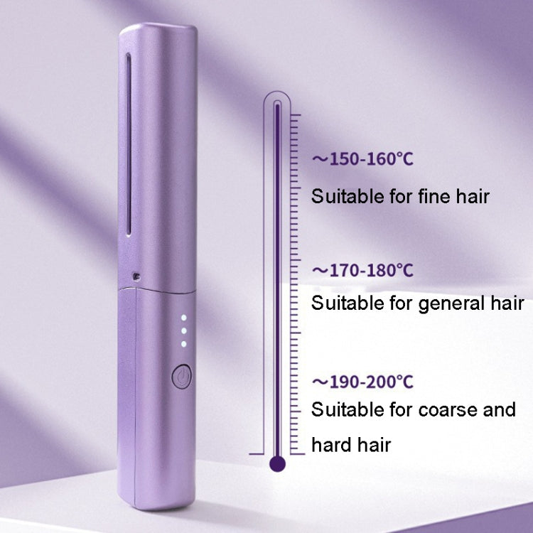 2 In 1 Portable USB Rechargeable Hair Curler Dual Usage Hair Straightening Comb(Purple)