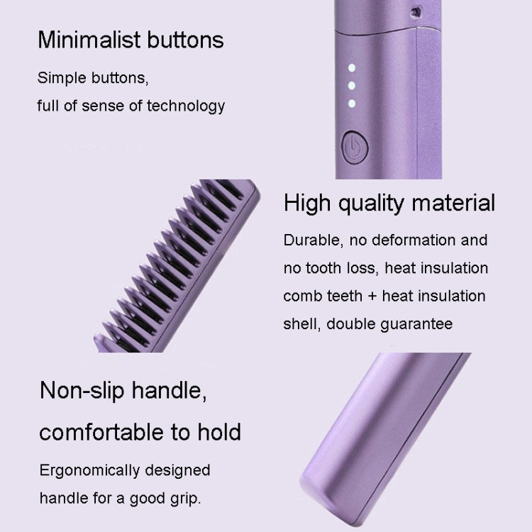 2 In 1 Portable USB Rechargeable Hair Curler Dual Usage Hair Straightening Comb(Pink)