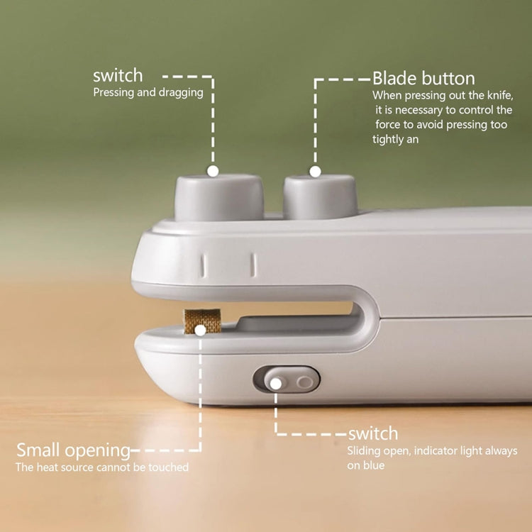 Small 2-in-1 Rechargeable Magnetic Snack Sealer Household Mini Sealing Machine(White)