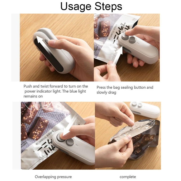 Small 2-in-1 Rechargeable Magnetic Snack Sealer Household Mini Sealing Machine(White)