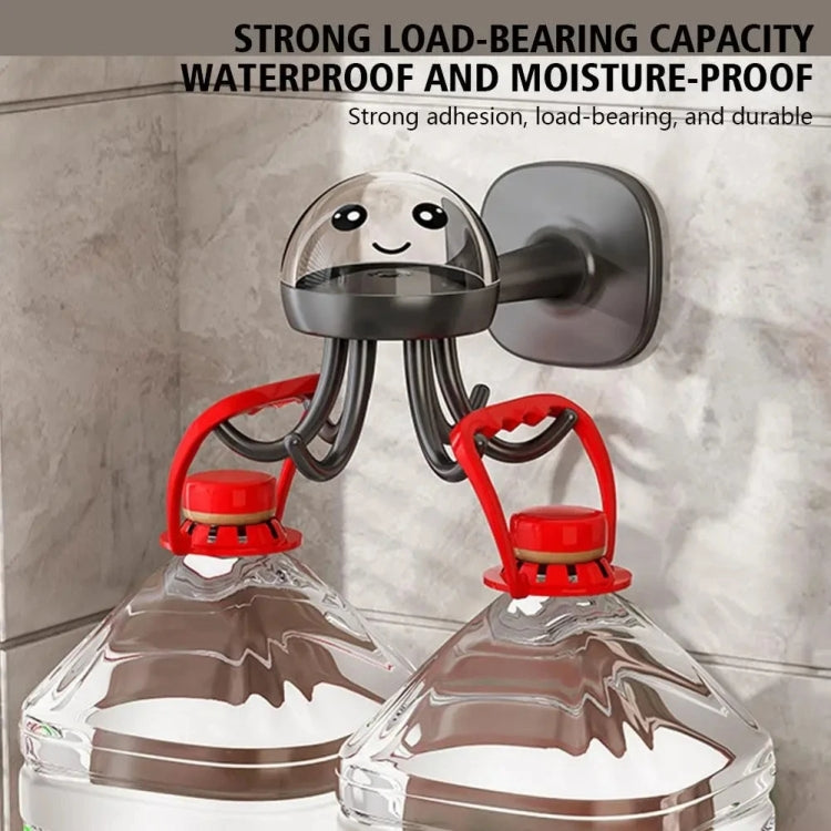 Multifunctional Six-claw 360-degree Rotating Hook Rack Kitchen Storage Seamless Punch-free Hooks(Cream White)