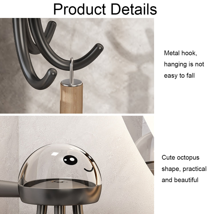 Multifunctional Six-claw 360-degree Rotating Hook Rack Kitchen Storage Seamless Punch-free Hooks(Cream White)