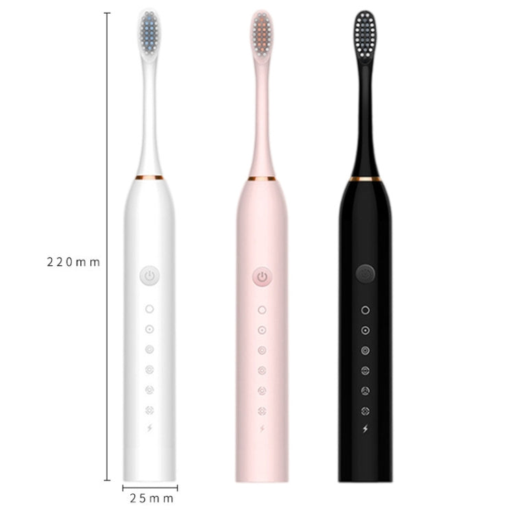 Rechargeable Ultrasonic Soft Bristle Electrical Toothbrushes Flosser 6 Gear With 4 Brushes(White)