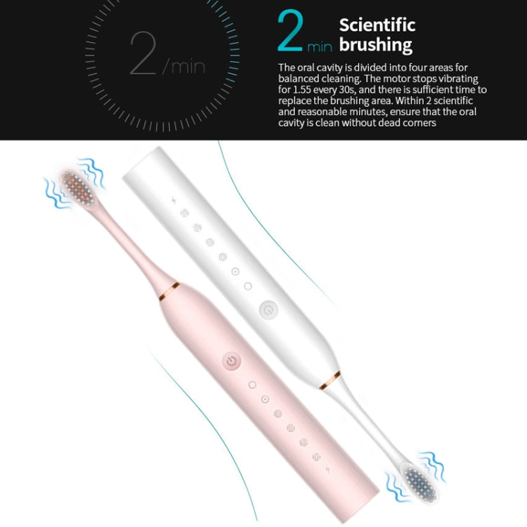 Rechargeable Ultrasonic Soft Bristle Electrical Toothbrushes Flosser 6 Gear With 4 Brushes(Black)