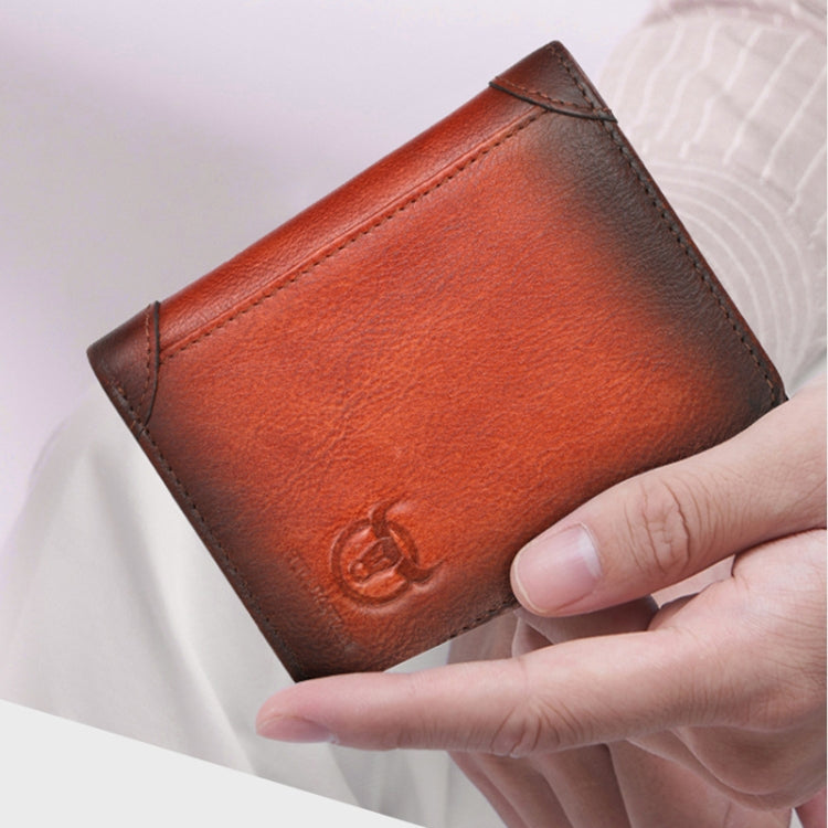 Bull Captain Men Wallet First-layer Cowhide Coin Clip RFID Retro Vertical ID Holder(Black)