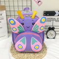 Children Schoolbag Shoulder Bag Girls Cute Cartoon Butterfly Backpack(Purple)